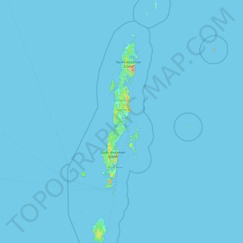 Mapa topográfico Andaman Islands, altitud, relieve