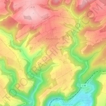 Mapa topográfico Reudelsterz, altitud, relieve