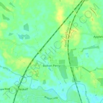 Mapa topográfico Bolton Percy, altitud, relieve