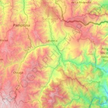 Mapa topográfico Toledo, altitud, relieve