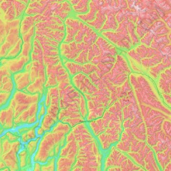 Mapa topográfico Area B (Shelter Bay/Mica Creek), altitud, relieve