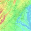 Mapa topográfico Potomac River, altitud, relieve