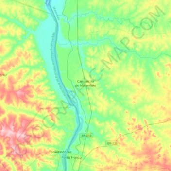 Mapa topográfico Campestre do Maranhão, altitud, relieve