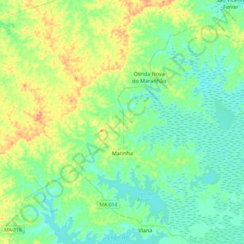 Mapa topográfico Matinha, altitud, relieve