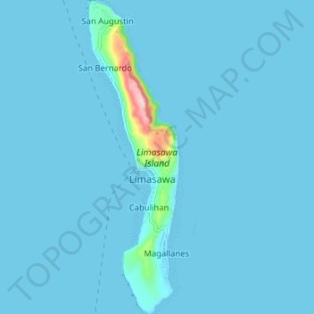 Mapa topográfico Limasawa Island, altitud, relieve