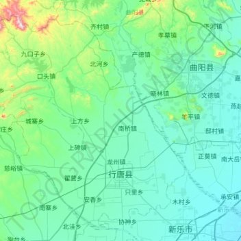 Mapa topográfico Xingtang County, altitud, relieve