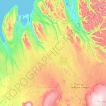Mapa topográfico Húnabyggð, altitud, relieve