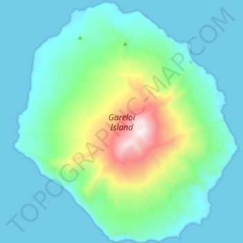 Mapa topográfico Gareloi Island, altitud, relieve
