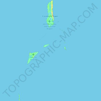 Mapa topográfico Turks Islands, altitud, relieve