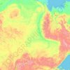 Mapa topográfico Lena River, altitud, relieve
