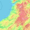 Mapa topográfico Ceredigion, altitud, relieve