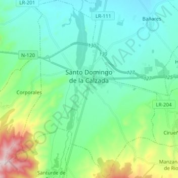 Mapa topográfico Santo Domingo de la Calzada, altitud, relieve