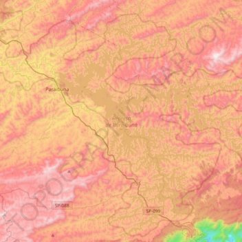 Mapa topográfico Represa de Paraibuna, altitud, relieve