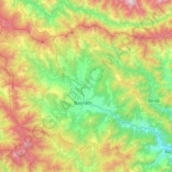 Mapa topográfico Garud, altitud, relieve