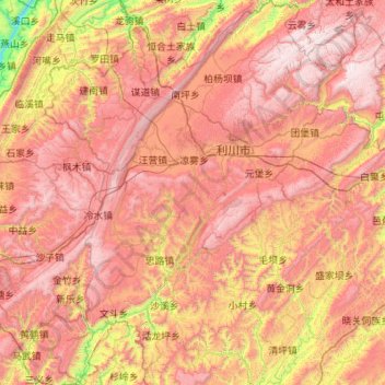 Mapa topográfico Lichuan City, altitud, relieve