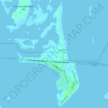 Mapa topográfico Summerland Key, altitud, relieve