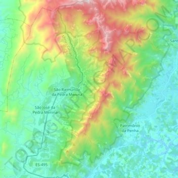 Mapa topográfico São Raimundo da Pedra Menina, altitud, relieve