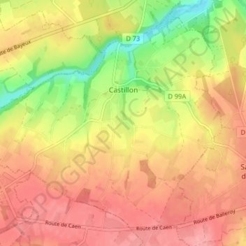 Mapa topográfico Castillon, altitud, relieve