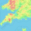 Mapa topográfico South West England, altitud, relieve