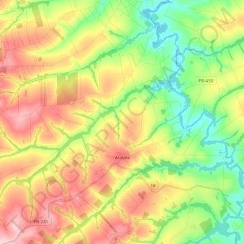 Mapa topográfico Atalaia, altitud, relieve
