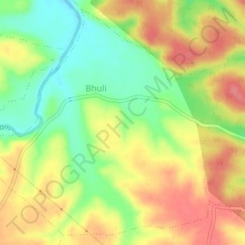 Mapa topográfico Bhuli, altitud, relieve