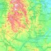 Mapa topográfico Derbyshire, altitud, relieve
