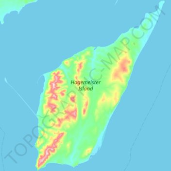 Mapa topográfico Hagemeister Island, altitud, relieve