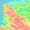 Mapa topográfico Pas-de-Calais, altitud, relieve