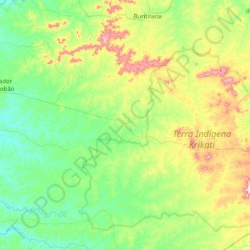 Mapa topográfico Montes Altos, altitud, relieve