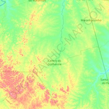 Mapa topográfico Centro do Guilherme, altitud, relieve