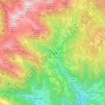 Mapa topográfico Proveis - Proves, altitud, relieve