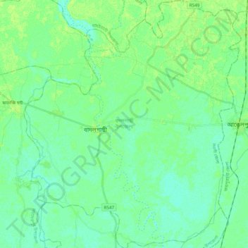 Mapa topográfico Badalgachhi Upazila, altitud, relieve