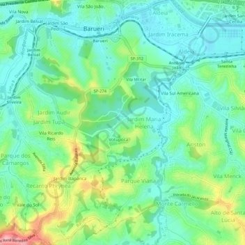 Mapa topográfico Aldeia, altitud, relieve