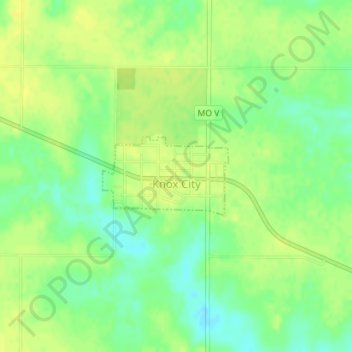 Mapa topográfico Knox City, altitud, relieve