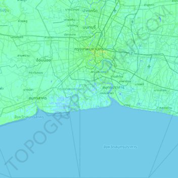 Mapa topográfico Bangkok, altitud, relieve