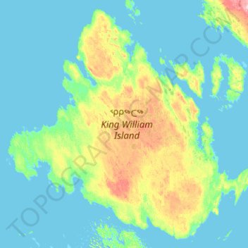 Mapa topográfico King William Island, altitud, relieve