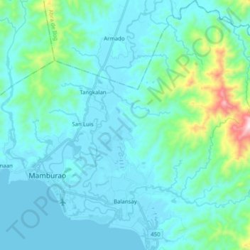 Mapa topográfico Balansay, altitud, relieve