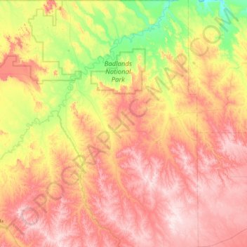 Mapa topográfico Porcupine District, altitud, relieve