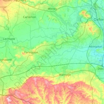 Mapa topográfico Vale of White Horse, altitud, relieve