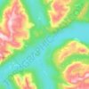 Mapa topográfico Tesla Lake, altitud, relieve