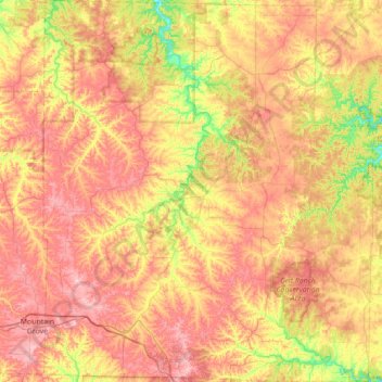 Mapa topográfico Texas County, altitud, relieve