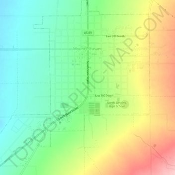 Mapa topográfico Mount Pleasant, altitud, relieve