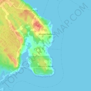 Mapa topográfico Western Head, altitud, relieve