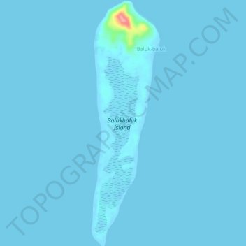 Mapa topográfico Balukbaluk Island, altitud, relieve