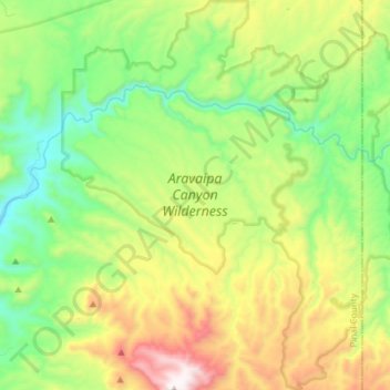 Mapa topográfico Aravaipa Canyon Wilderness Area, altitud, relieve