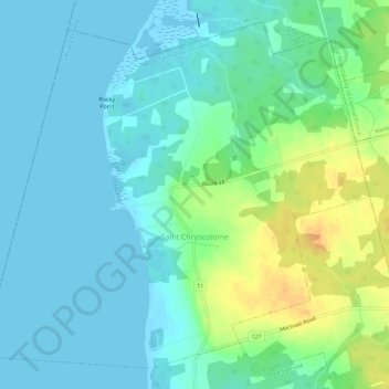 Mapa topográfico Saint Chrysostome, altitud, relieve