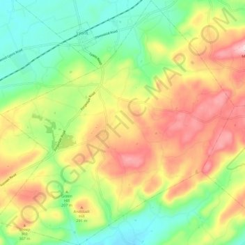 Mapa topográfico Rockland Township, altitud, relieve