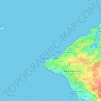 Mapa topográfico Piriac-sur-Mer, altitud, relieve
