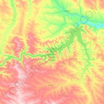 Mapa topográfico Fort Peck Lake, altitud, relieve