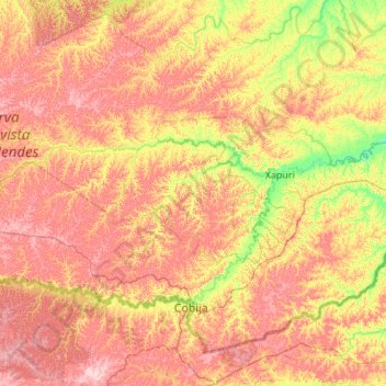 Mapa topográfico Brasiléia, altitud, relieve